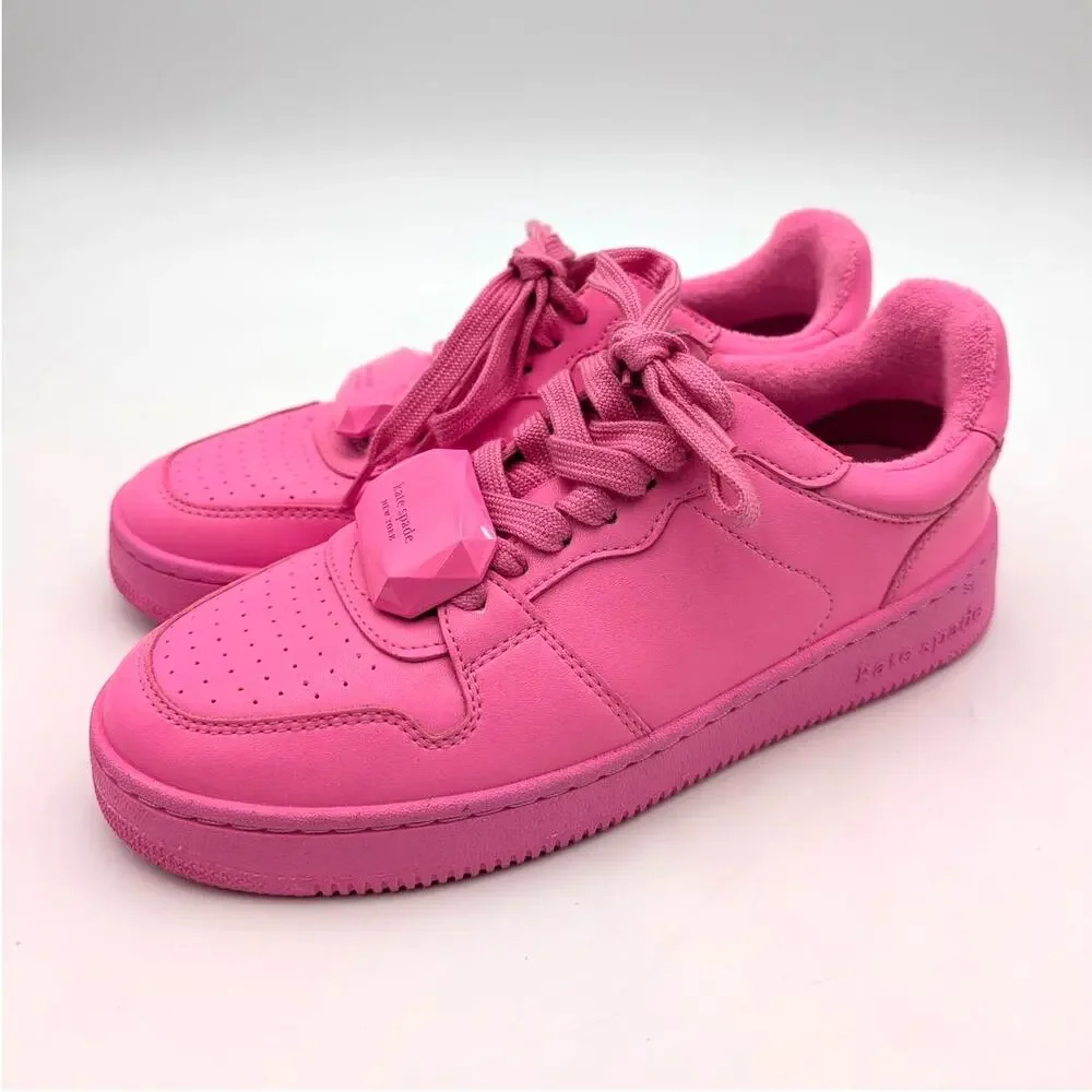 Kate Spade Bolt Gem Sneakers Shoes Lace-Up Women's Shockwave Pink Sz US7B EU37.5